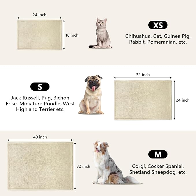 furrybaby 1 Pack 2 Puppy Blankets for Medium Dogs Super Soft Premium Sherpa Pet Calming Blankets for Cat Bed Couch Car and Indoor Washable Fleece Dog Blankets(32"x40", Beige&Beige)