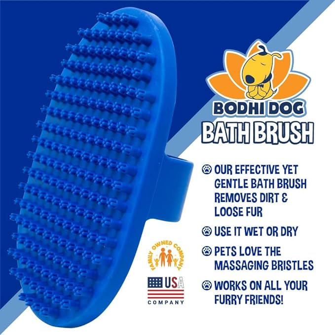 Bodhi Dog New Grooming Pet Shampoo Brush | Soothing Massage Rubber Bristles Curry Comb for Dogs & Cats Washing | Professional Quality