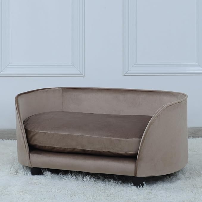 Dog Sofas and Chairs for Small Pet/Cat Sofa Chair with Velvet Fabric/Pet Sofa Bed with Comfortable Washable Cushion/Dog Bed for for Small Dog Rest Using (Brown)