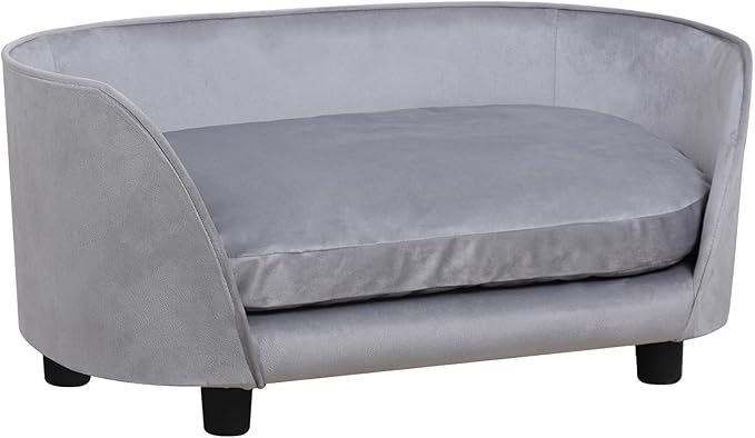 Dog Sofas and Chairs for Small Pet/Cat Sofa Chair with Velvet Fabric/Pet Sofa Bed with Comfortable Washable Cushion/Dog Bed for for Small Dog Rest Using (Grey)