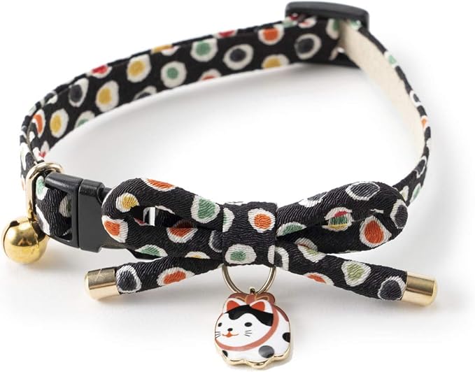 Necoichi ZEN Hariko Charm Cat Collar (Black)