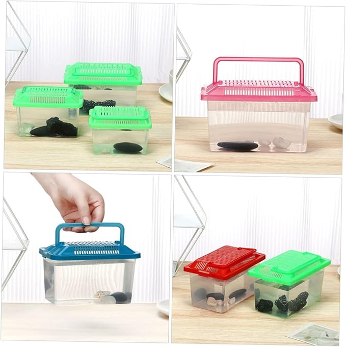 Plastic Turtle Fish Tank Pet Fish Tank Small Aquarium Plastic Goldfish Aquarium Habitat Acrylic Reptile cage reptisoil terrariums Handheld Aquarium Feeding Box Household