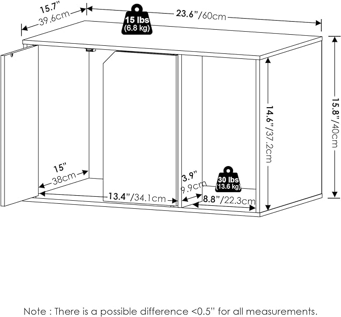 Furinno Peli Small Litter Box Enclosure, French Oak Grey