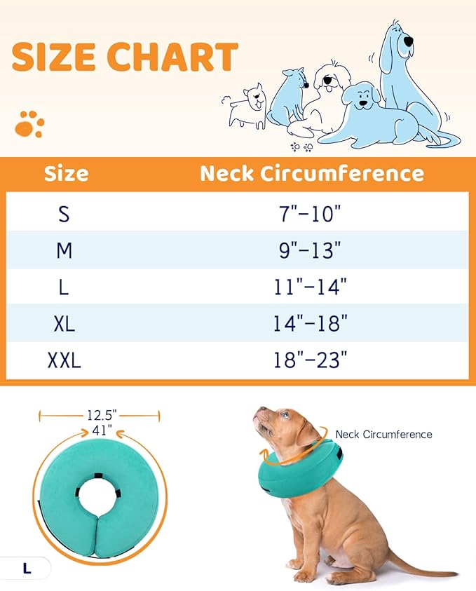 Supet Inflatable Dog Cone Collar for After Surgery Donut, Soft Dog Cones for Small Medium Large Dogs Pets, E Collar Dog Neck Donut Collar Alternative After Surgery