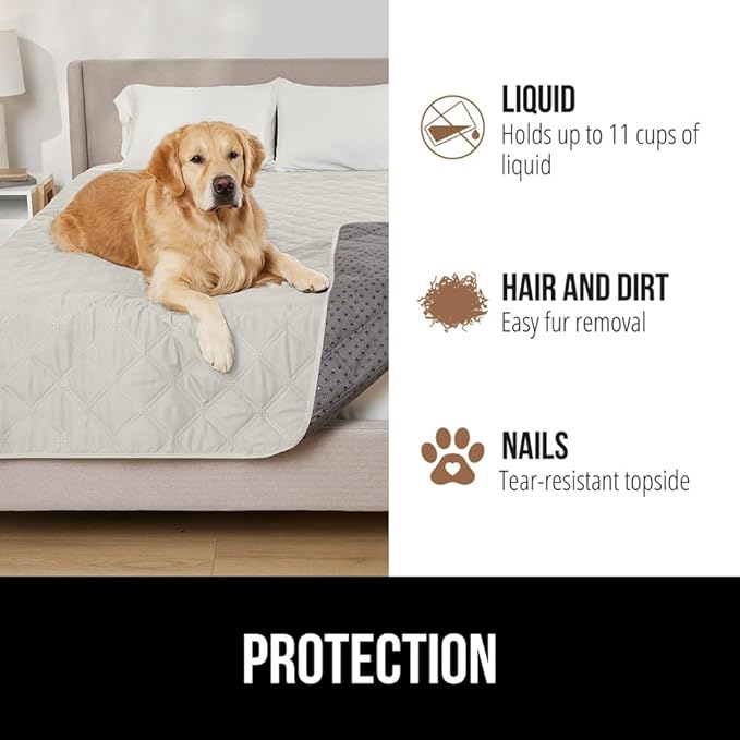 Gorilla Grip 100% Waterproof Dog Blanket 68x82, Pet Friendly Throw Essential for Large Dogs, Tear and Slip Resistant Leakproof Washable Couch Cushion Bed Protector Cover for Indoor Furniture, Taupe