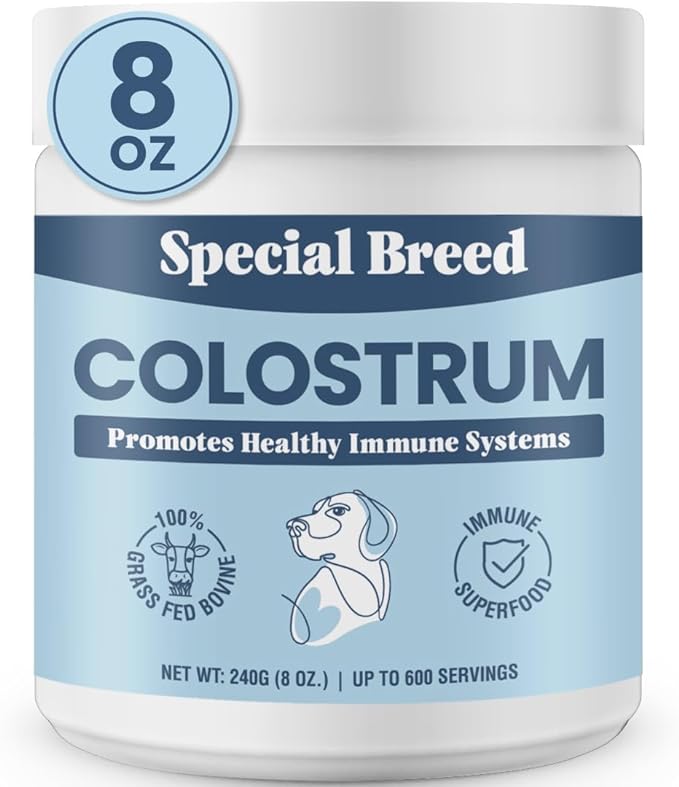 Bovine Colostrum for Dogs and Cats, Immune Support Supplement for Allergy and Itch Relief, Grass Fed Colostrum Powder (240 Grams)