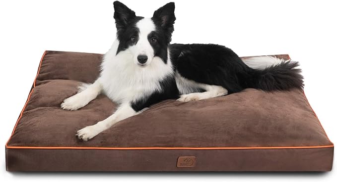 Bedsure Waterproof Dog Beds for Extra Large Dogs - Up to 100lbs XL Dog Bed with Removable Washable Cover, Pet Bed Mat Pillows, Brown
