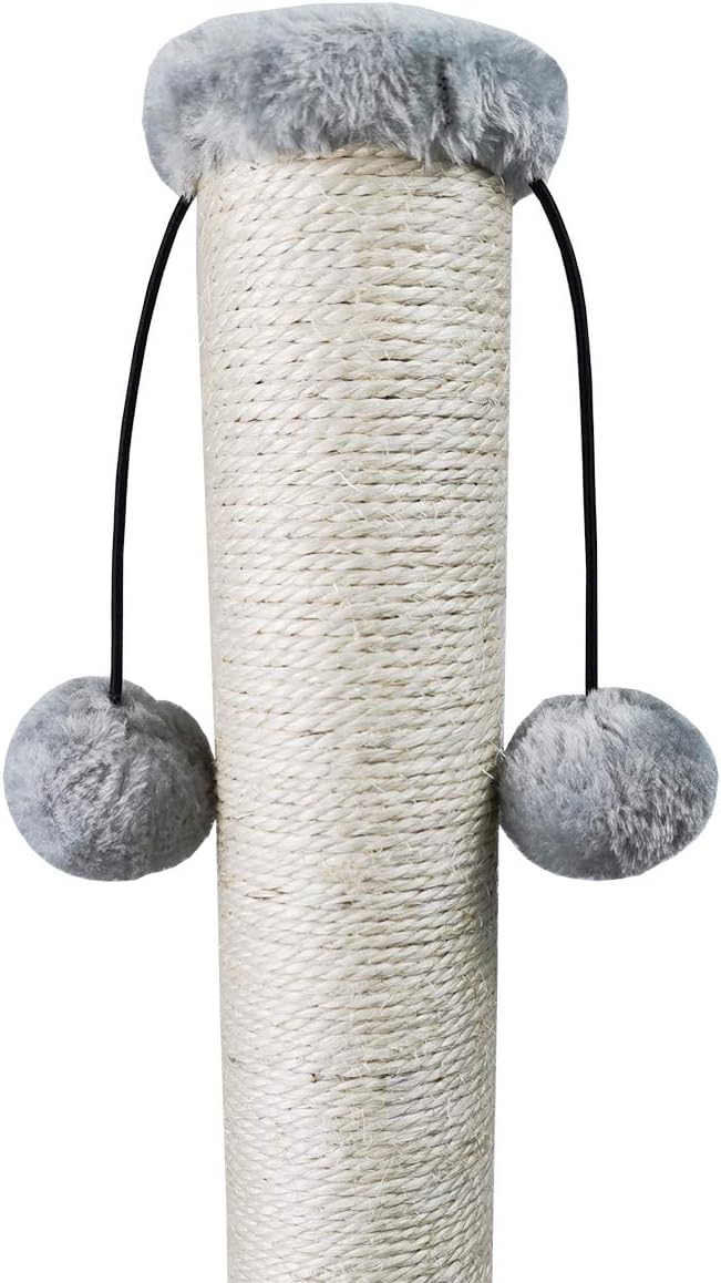 Dimaka 29'' Cat Scratching Post, Natural Sisal Rope Scratcher Post, Kitten Claw Scratch with 4 DanglingToy Balls for Large Cats (Grey)