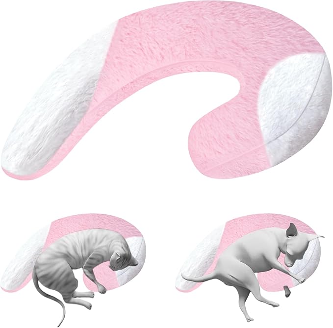 Dog Pillow Dog Calming Pillow Pet Pillow for Indoor Dogs and Cats Dog Neck Pillow Cat Pillow Improve Pet Sleep Pink and White Double Color