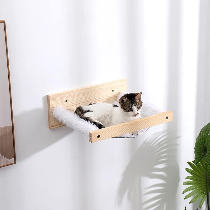 Cat Hammock Wall Mounted, Cat Shelves and Perches for Wall, Cat Wall Bed Furniture, Cat Shelf for Sleeping, Playing, Climbing, Lounging, Easily Holds up to 35lbs