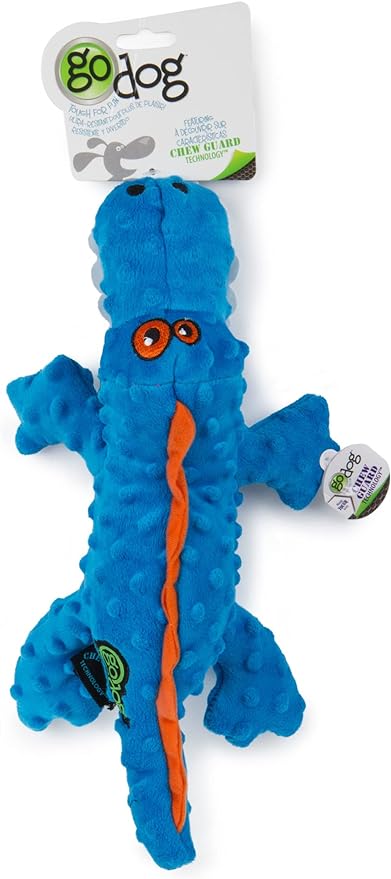 goDog Gators With Chew Guard Technology Tough Plush Dog Toy, Blue, Large (774019)