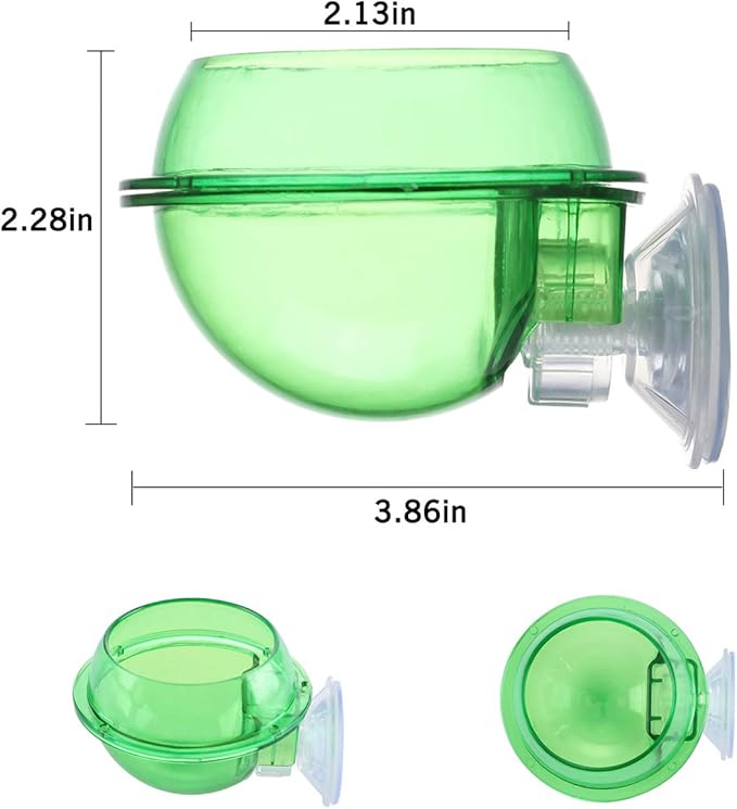 Suction Cup Reptile Feeder, Reptile Feeding Food Water Bowl Escape Proof Worm Dish Gecko Feeder Chameleon Bowl, Reptile Ledge Accessories Supplies for Lizard Bearded Dragon, 2 Pack