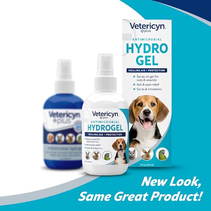 Vetericyn Plus Dog Wound Care Hydrogel Spray | Healing Aid and Wound Protectant, Sprayable Gel to Relieve Dog Itchy Skin, Safe for All Animals. 3 Ounces