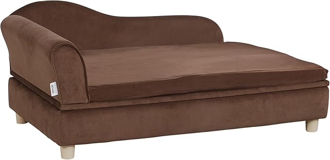 VEVOR Pet Sofa, Dog Couch for Large-Sized Dogs and Cats, Soft Velvety Dog Sofa Bed, 110 lbs Loading Cat Sofa, Dark Brown