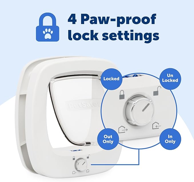 PetSafe Big Cat Door – Interior and Exterior Pet Door for Cats, Small Dogs and Multi-Pet Households – Push-&-Turn 4-Way Locking Mechanism for Extra Security – Soft Close Flap for Added Safety