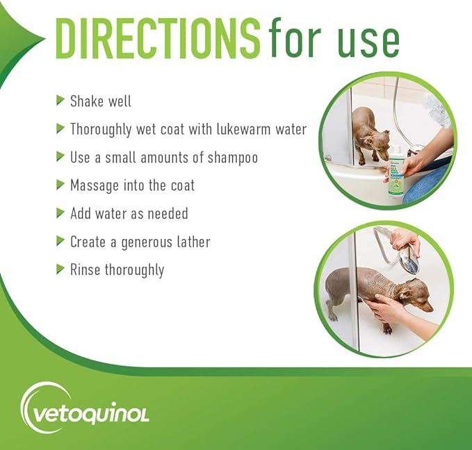 Vetoquinol Aloe & Oatmeal Shampoo — Gentle, Moisturizing Formula with Coconut Scent for Dogs & Cats, 16oz