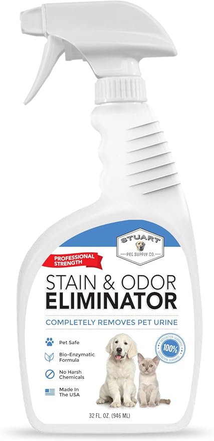 Professional Strength Pet Stain and Odor Eliminator Urine Odor Remover Pet Urine Enzyme Cleaner Enzymatic Cleaner for Dog Urine and Cat Urine Pet Odor Eliminator (32 oz.)