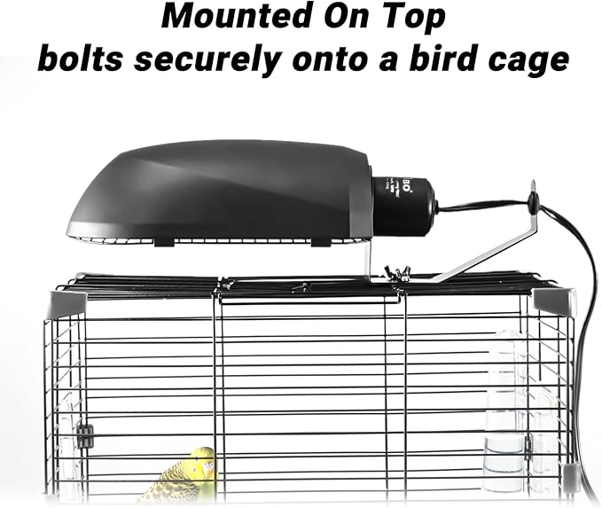 Oiibo Bird Cage Light Fixture Combo Kit, AvianSun Lamp Hood with 2.4% UVB UVA 20W Compact Fluorescent Bulb for All Kinds Captive Birds