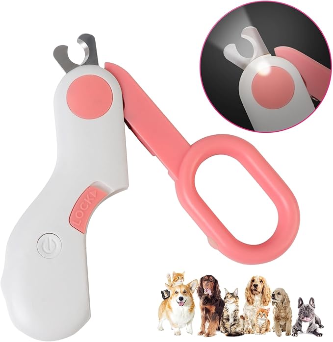 Small Animals Nail Clippers with LED Lights to Avoid Excessive Cutting and Razor Sharp Blades - Professional Claw Trimmer for Tiny Dog Cat Kitten Bunny Rabbit Bird Guinea Pigs Ferret Hamsters (Pink)