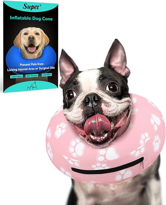 Supet Inflatable Dog Cone Collar Alternative after Surgery, Dog Neck Donut Collar Recovery E Collar, Soft Dog Cone for Small Medium Large Dogs