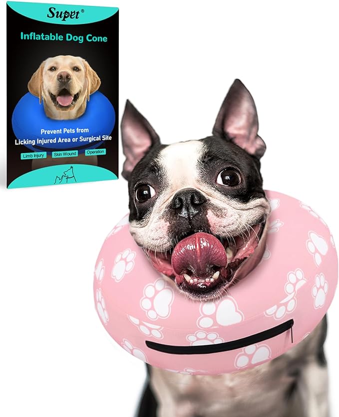 Supet Inflatable Dog Cone Collar Alternative after Surgery, Dog Neck Donut Collar Recovery E Collar for Post Surgery, Soft Dog Cone for Small Medium Puppies