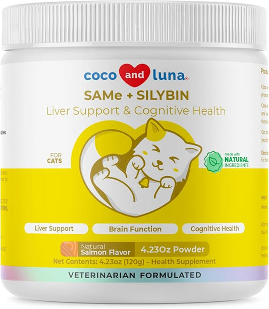Same and Silybin for Cats - 120g - S-Adenosyl-L-Methionine, Same, Liver Supplements for Cats, Brain & Cognitive Support… (for Cats)
