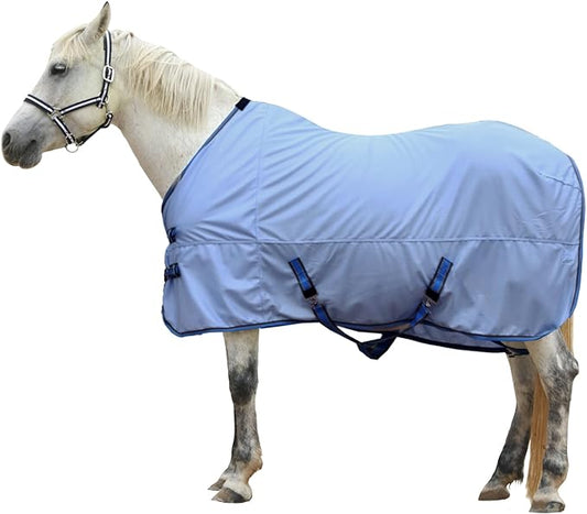 Horse Fly Sheet, Standard Neck Comfy Mesh Fly Sheet for Horses, Equine Summer Sheets UV-Protective Lightblue 69