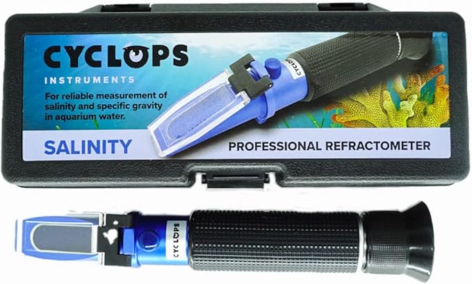 Professional Salinity Premium Refractometer for Seawater, Marine Fishkeeping Aquarium, Pools, and Tanks, 0-100 PPT Salinity Tester with Automatic Temperature Compensation (ATC)