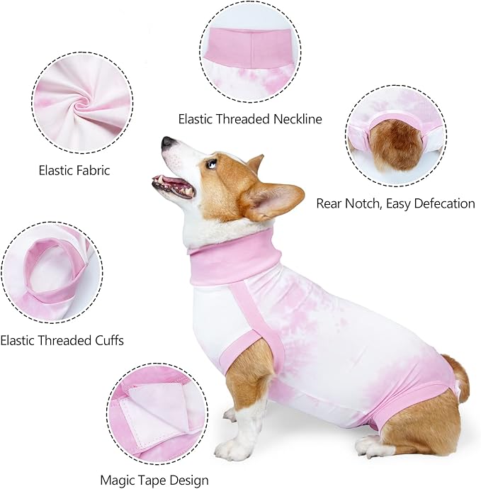 LIANZIMAU Dog Recovery Suit,Spay Suit for Female dog,E-Collar Cone Alternative After Surgery Anti-Licking,Neuter Suit for Male Dogs,Dog Surgical Suit for Abdominal Wounds Dog Onesie Body Suits