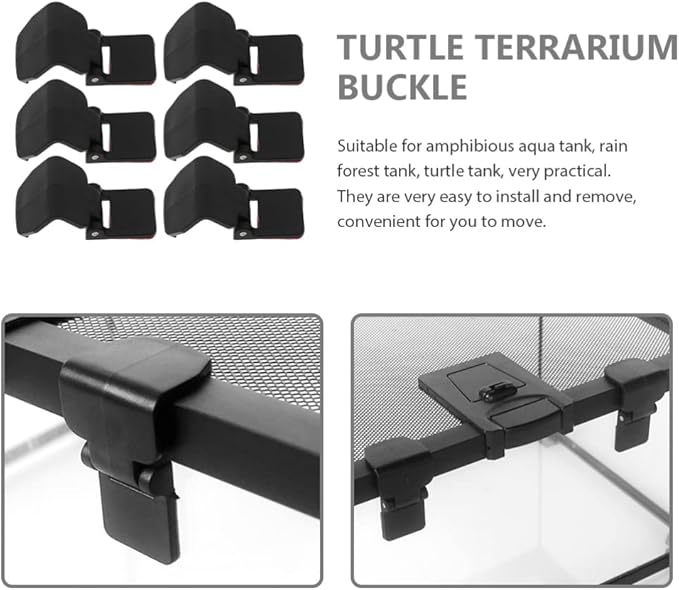 Totority 6pcs Cylinder Lock: Snake Tank Aquarium Clips Escape Screen Clip Snake Cage Clips Glass Cover Support Holder Plastic Turtle Tank Terrarium Cover Clips