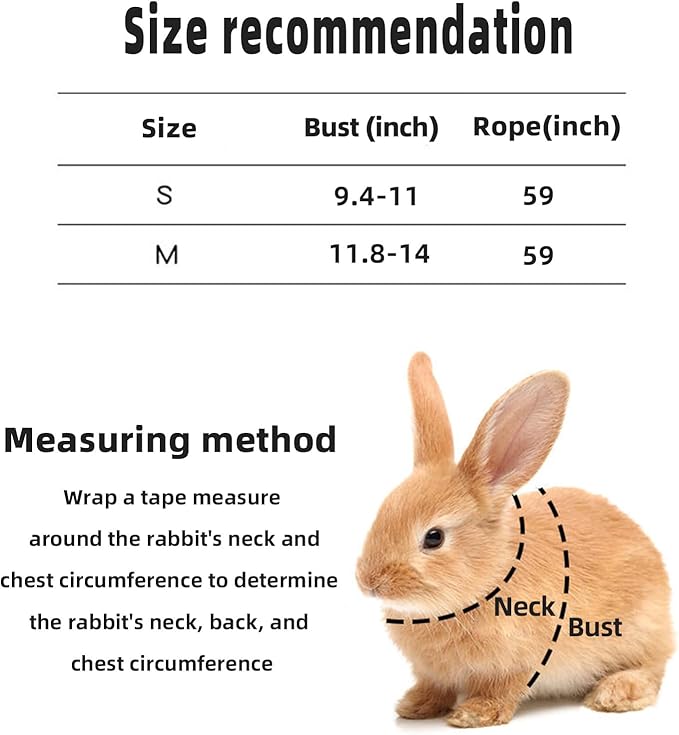 Adjustable Bunny Harness and Leash Set Double Buckle with Reflective Strips Rabbit Vest Pets Stuff Suitable for Rabbit Walks Accessories (Orange Green, M)