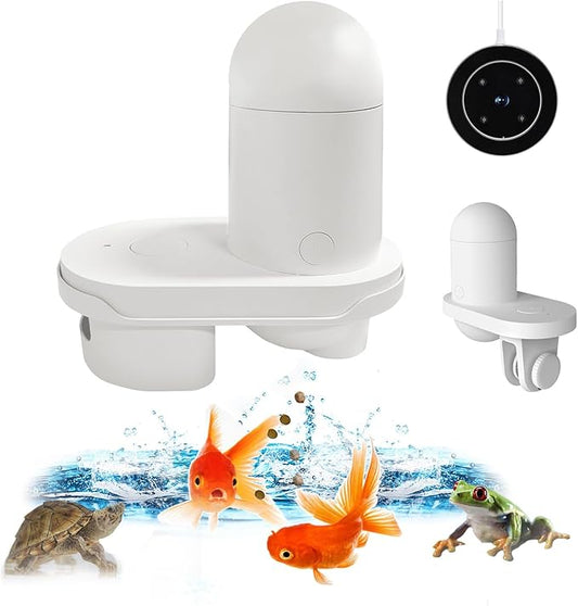 Upgraded II Automatic Fish Feeder with 2K HD Camera & Intelligent Fish Food Dispenser with APP, Smart WiFi Visual Vacation Feeder, Timer Auto Fish Feeder for Fish Tanks & Aquarium