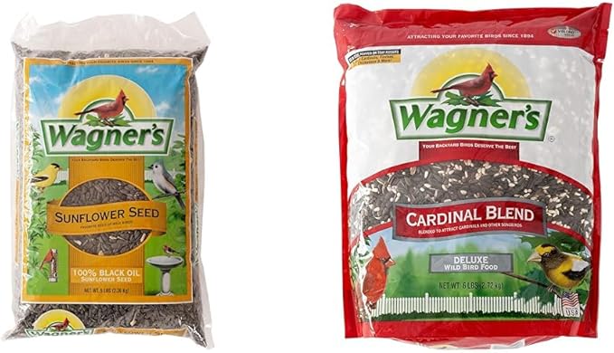 Wagner's 52023 Black Oil Sunflower Seed Wild Bird Food, 5-Pound Bag & 62032 Cardinal Blend Wild Bird Food, 6-Pound Bag