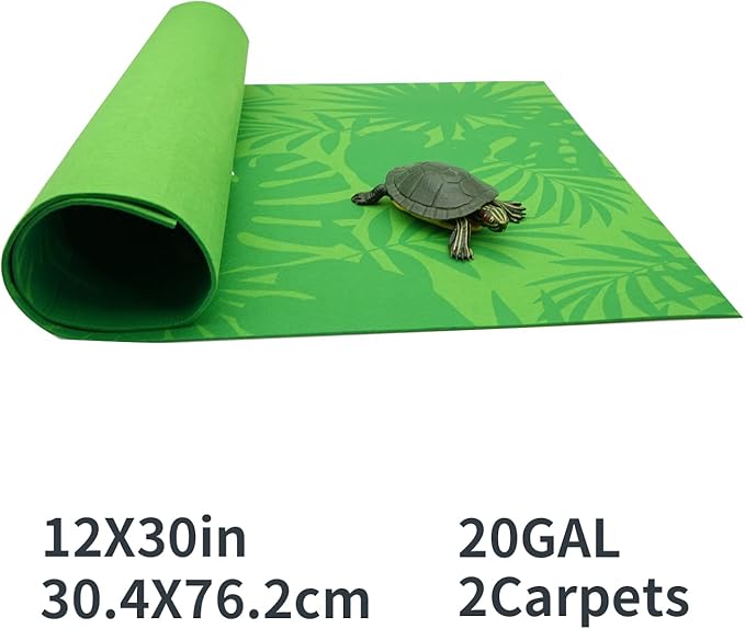 2 Pack 20 Galoon Reptile Carpet Reptile Mat & Reversible Substrate, Terrarium Liner Bedding for Lizard,Chameleon,Gecko,Snake,Ceratophrys (30 X12 in, Printing Green)