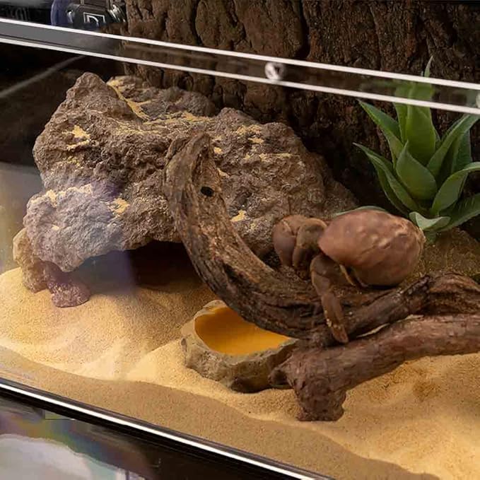 Reptile Simulation Rock Cave Hideouts Terrarium Habitat Décor Bearded Dragon Hideout for Turtles Lizards Snakes Crab (Small)