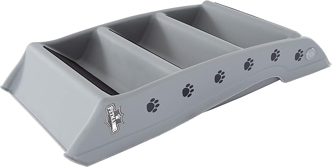 Dog Stairs - Pet Stairs with 4-Step Design for Beds, Couches, Cars - Pet Steps for Puppies, Kittens, and Small Pets by PETMAKER (Gray)