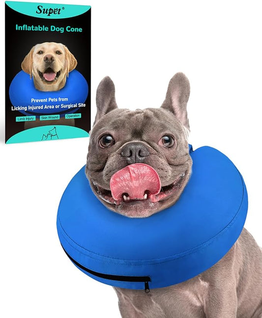 Supet Inflatable Dog Cone Collar Alternative after Surgery, Dog Neck Donut Collar Recovery E Collar to Stop Licking, Soft Dog Cone for Small Puppies Cats Medium Dogs