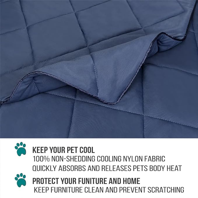 PetAmi Premium Cooling Dog Blanket | Lightweight Fluffy Pet Throw Blanket Bed Cover for Dogs, Cat, Puppies | Pet Blanket Furniture Protector Couch Sofa | Reversible Fuzzy Cozy | 90x90, Navy Blue