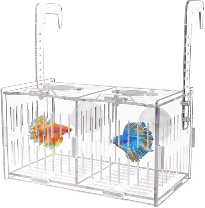 Acrylic Fish Breeding Box Fish Isolation Box Aquarium Divider Hatchery Incubator Breeder Box for Fish Tank Small Fish Shrimp Clownfish (8x4.5x4.5inch)