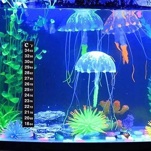 Black Digital Temperature Sticker, Adhesive Thermometer Strip Aquarium Thermometer Sticker, Thermometer Strips in Degree Fahrenheit and Celsius Display Aquarium Thermometers for Fish Tank and Aquarium