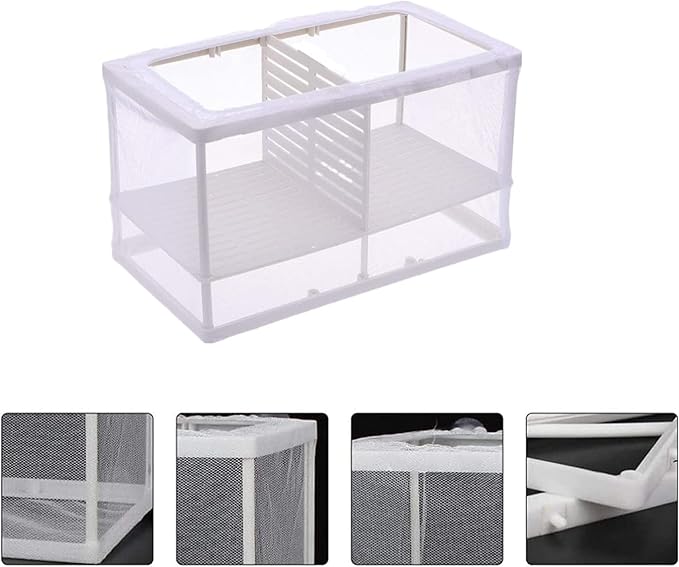 2 Pcs Fish Tank Breeder Net, Fish Hatchery Breeder Box Separation Nettig, Plastic Frame Fish Breeding Box Fry Hatchery Incubator Mesh with Suction Cup for Aquarium