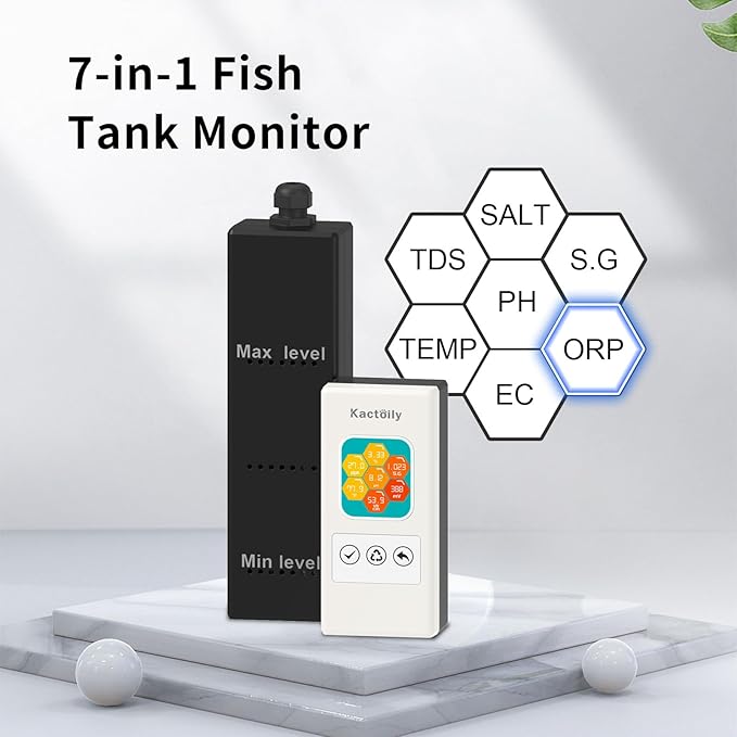 Split Style 7 in 1 Professional Fish Tank Water Quality Tester, PH Meter,TDS Meter, EC Meter, Salinity Tester, S.G Meter, Temperature, ORP Meter, Real-Time Monitoring on The Same Screen