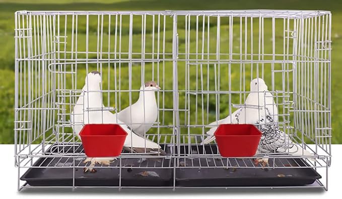 20 Pack Cage Cups Birds Feeders Seed Bowl Chicken Feeding Watering Dish Rabbit Water Food Hanging Wire Cages Box 16oz Coop Cups for Pet Parrot Parakeet Gamefowl Poultry Pigeon (Large Red)