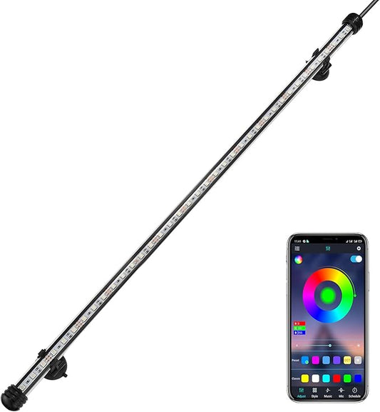 GreenSun Fish Tank Aquarium Light: Submersible Led Lamp - 30 Inch Waterproof Strip Spotlight with APP Control