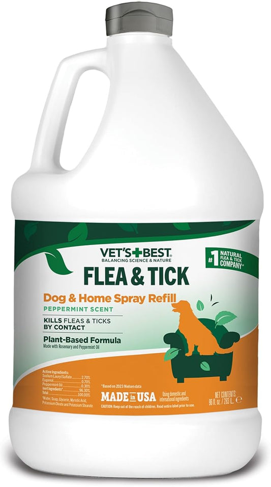 Vet's Best Flea and Tick Home Spray | Flea Treatment for Dogs and Home | Flea killer with Certified Natural Oils | 96 Ounces Refill