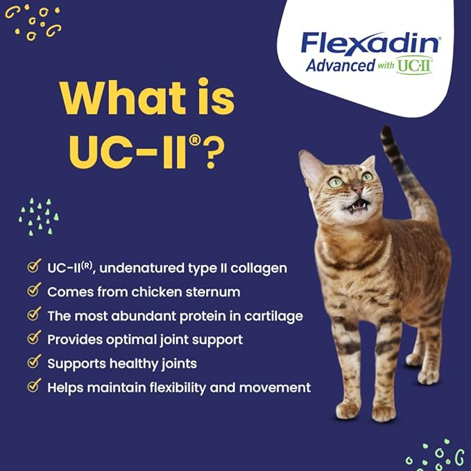 Vetoquinol Flexadin Advanced Dog Hip and Joint Supplement with UC-II Collagen, One Chew a Day Hip and Joint Support Chew for Dogs and Cats, Clinically Proven Vet-Approved Formula, 30 Chews