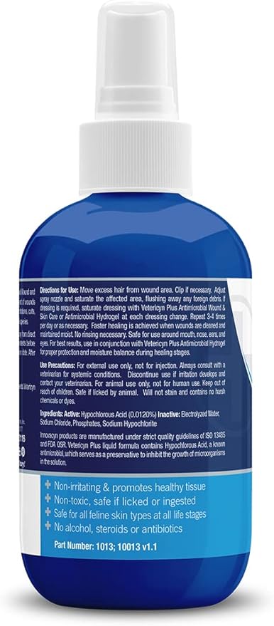 Vetericyn Plus Cat Wound Care Spray | Feline Healing Aid and Skin Repair for Wounds, Sores, and Abrasions, Provides Itch Relief for Cats Irritated Skin. 3 Ounces