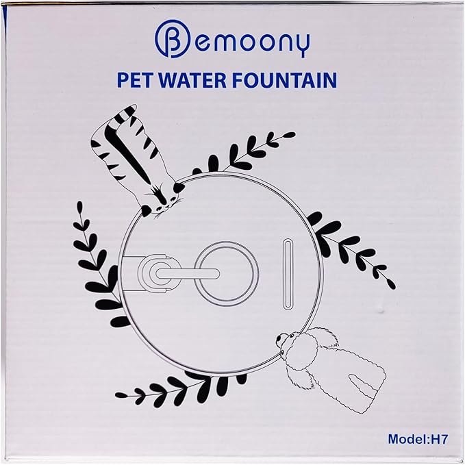 Cat Water Fountain:108oz/3.2L Cat Fountain Super Silent Pet Water Fountain - Water Fountains for Cats Indoor - Faucet Cat Fountain - Quiet Water Pump - Suitable for Cats and Dogs - BEMOONY