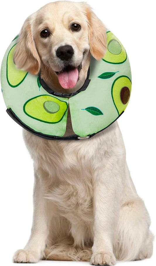 Dog Cone Collar for Small Medium Large Dogs for After Surgery, Pet Inflatable Neck Donut Collar Soft Protective Recovery Cone for Dogs and Cats - Alternative E Collar Does Not Block Vision - Green,L