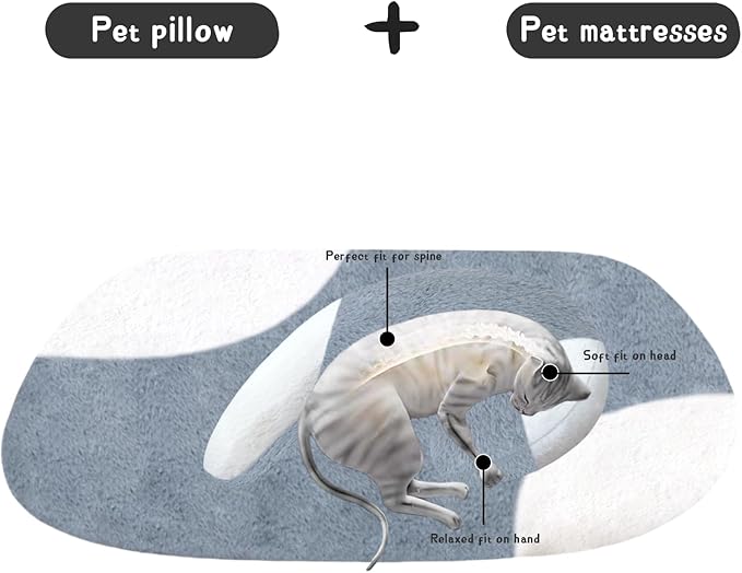 Dog Pillow Dog Bed Pet Pillow Mattress Set for Indoor Cats and Dogs Dog Calming Pillow Dog Bed Cat Pillow Cat Mattress Improve Pet Sleep Gray and White Double Color